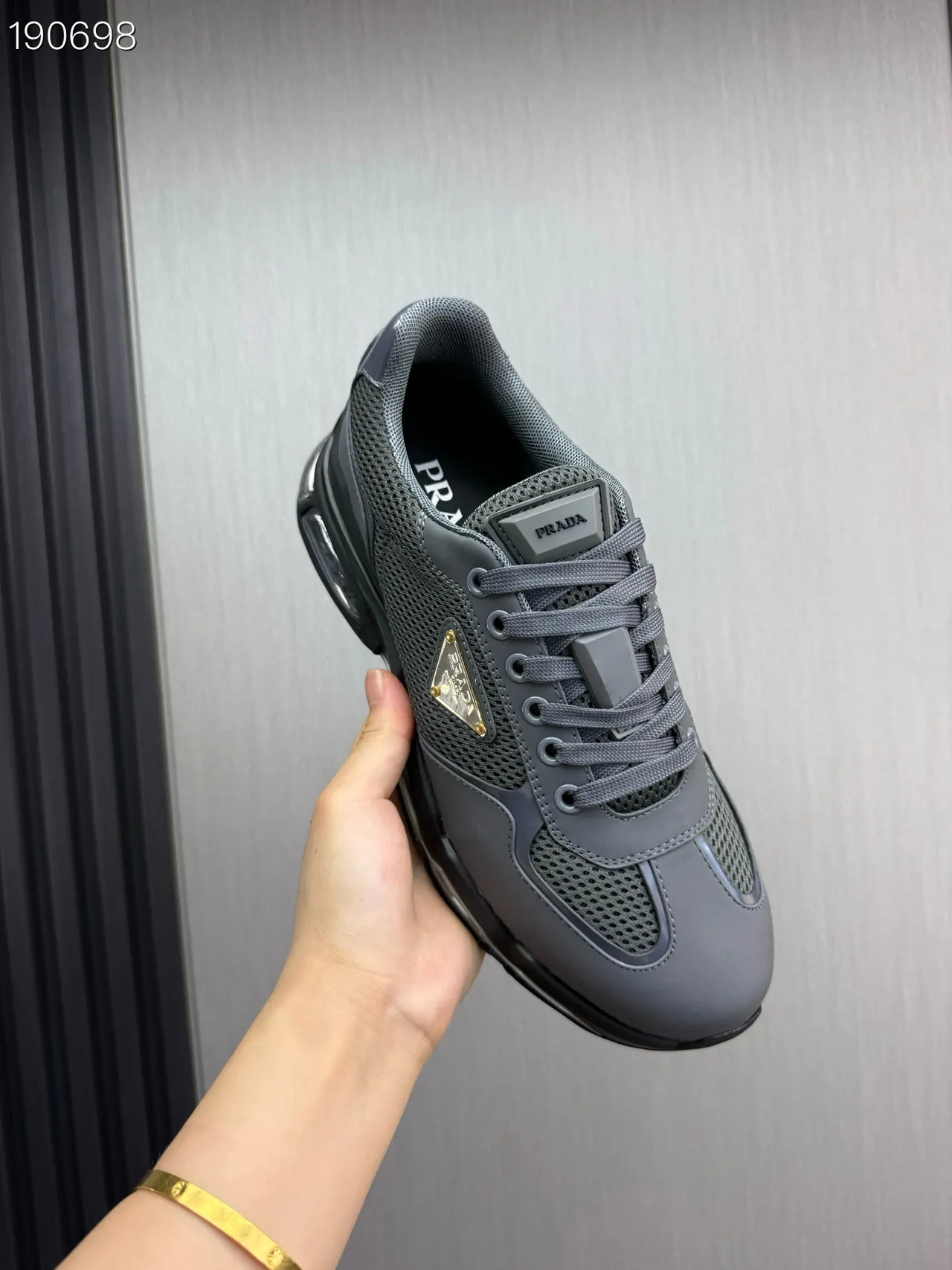 Prada Cloudbust Gray Mesh and Synthetic Chunky Sneakers 4