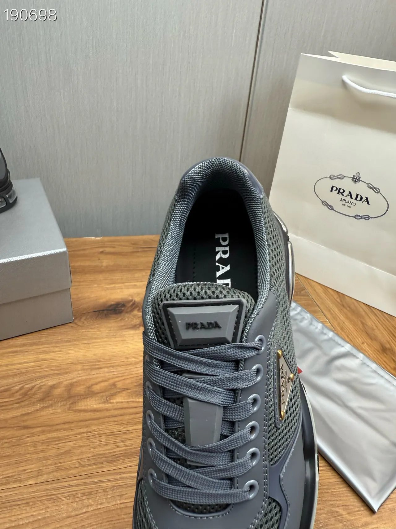 Prada Cloudbust Gray Mesh and Synthetic Chunky Sneakers 5