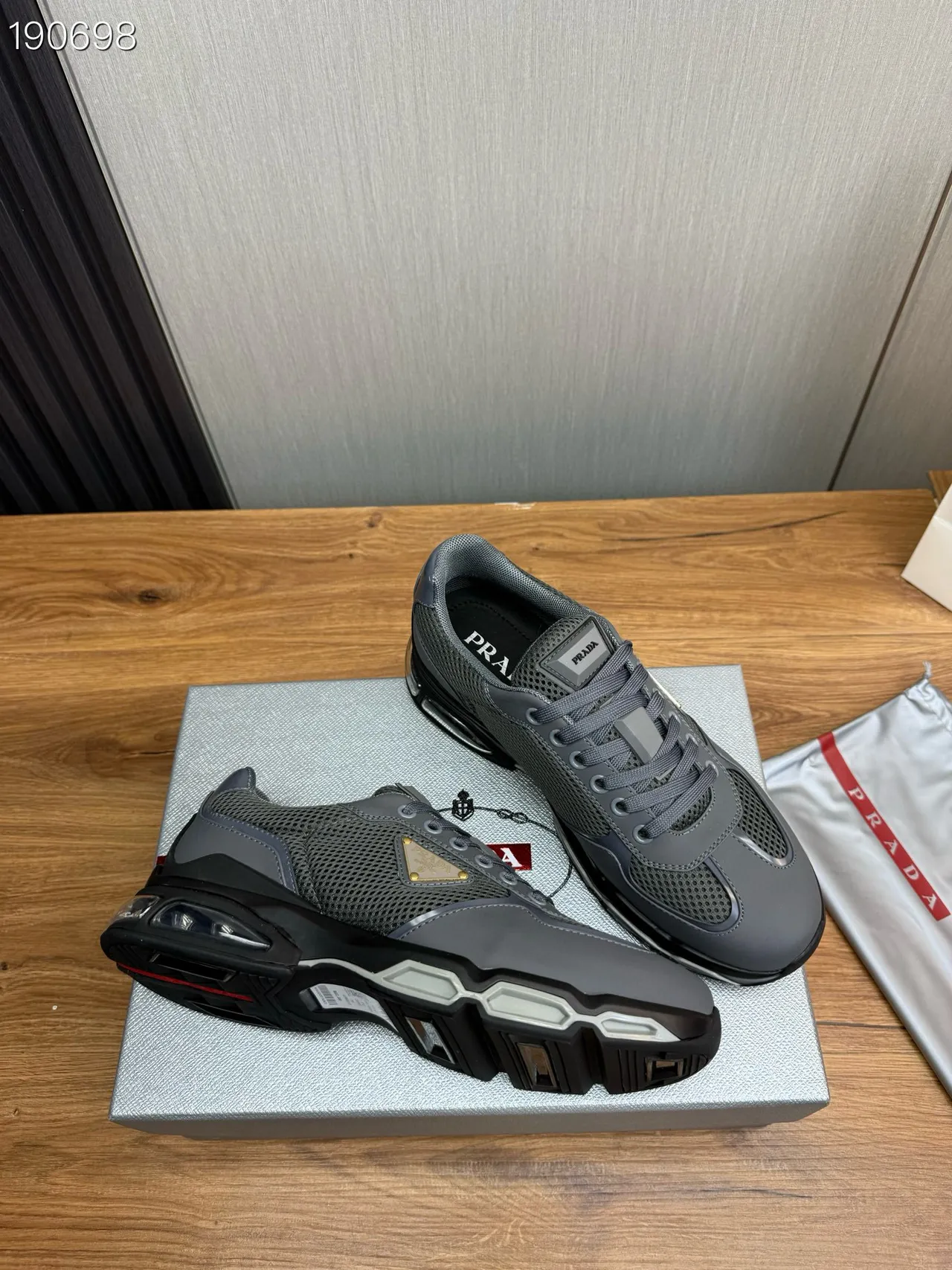 Prada Cloudbust Gray Mesh and Synthetic Chunky Sneakers 6