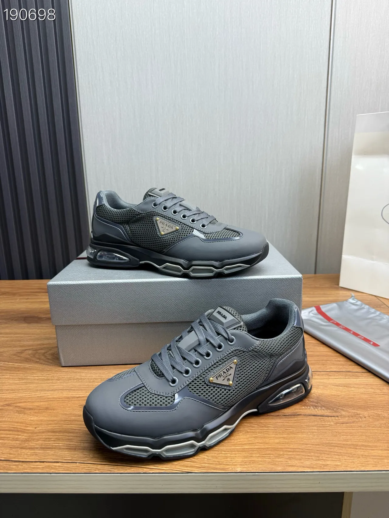 Prada Cloudbust Gray Mesh and Synthetic Chunky Sneakers 7