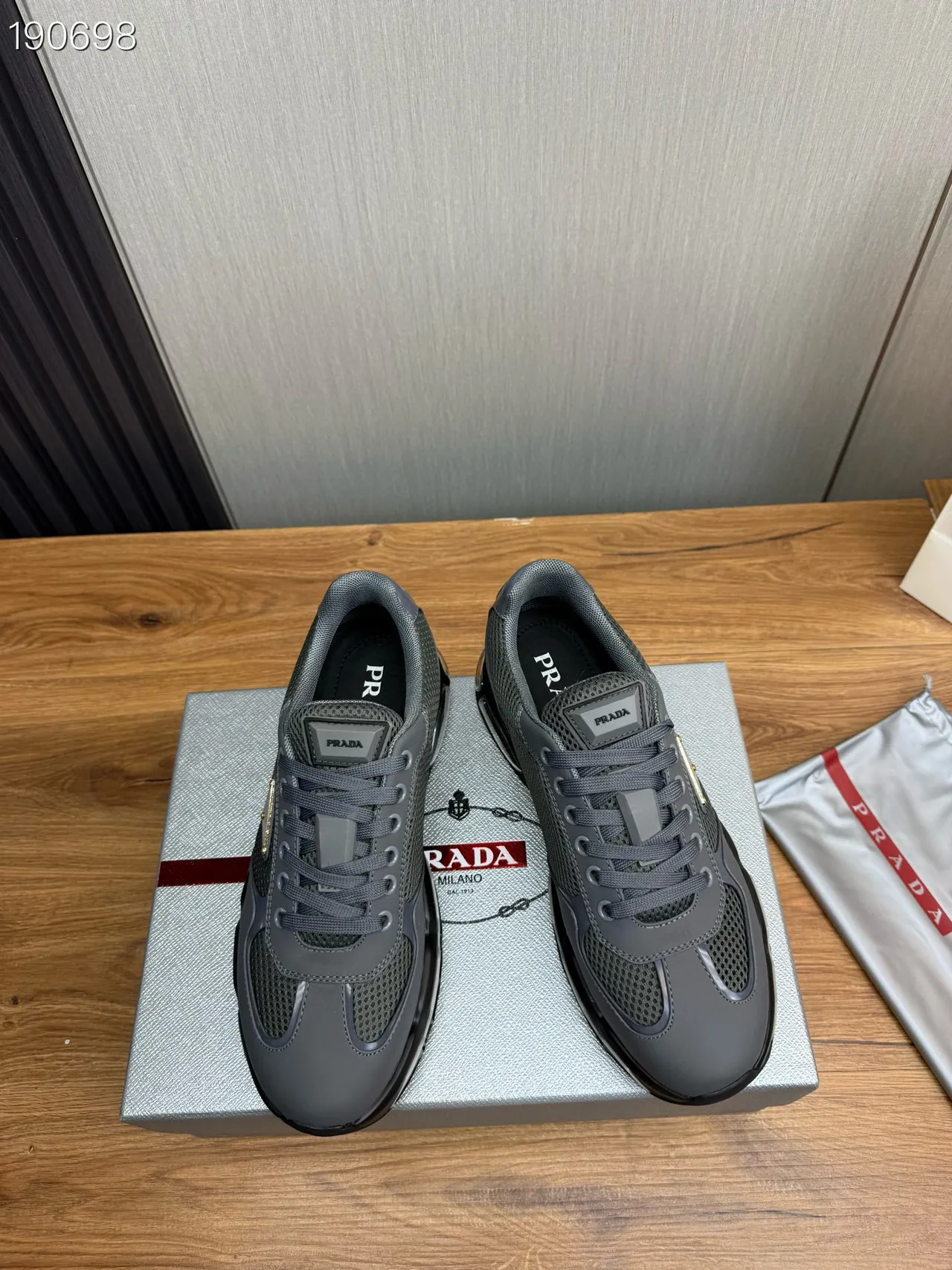 Prada Cloudbust Gray Mesh and Synthetic Chunky Sneakers 8
