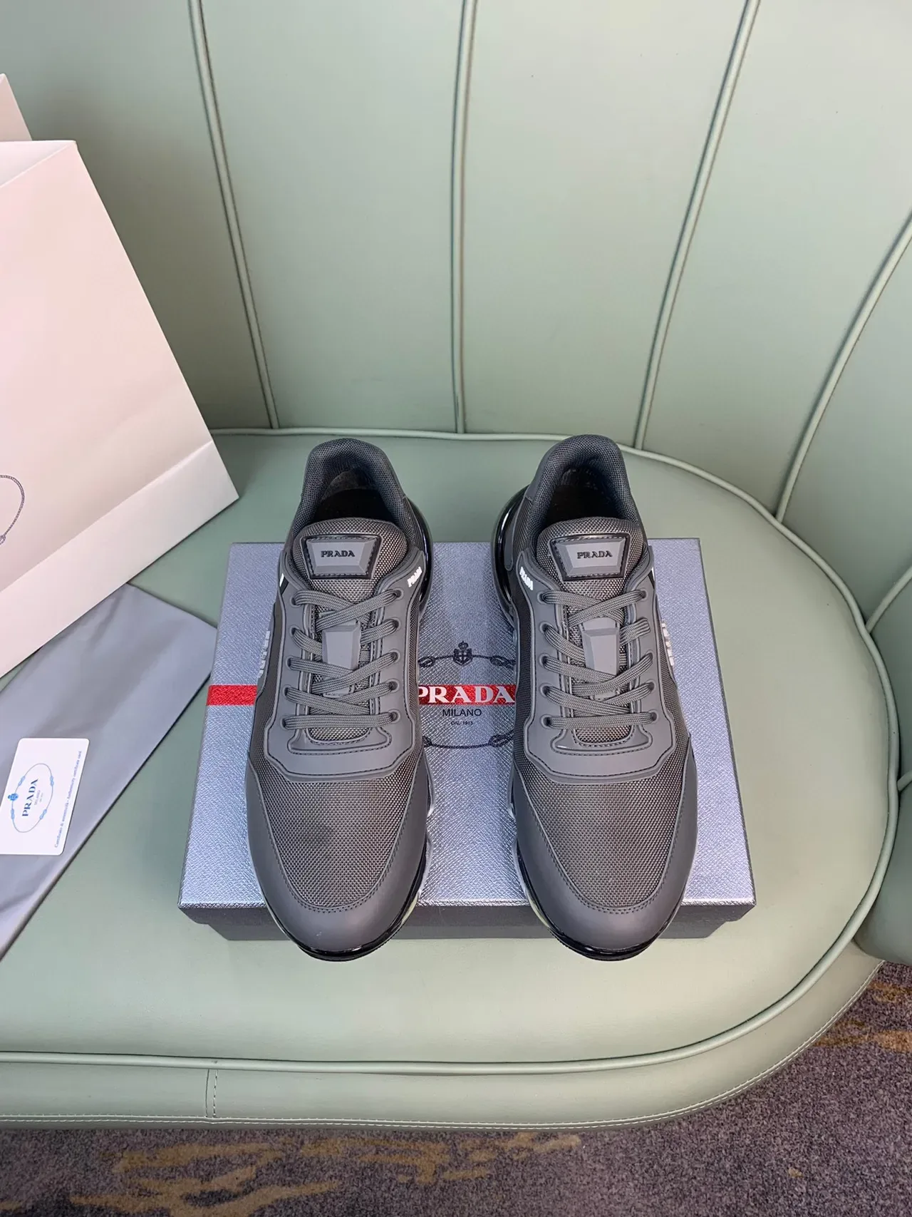 Prada Cloudbust Gray Mesh and Synthetic Lifestyle Sneakers 9