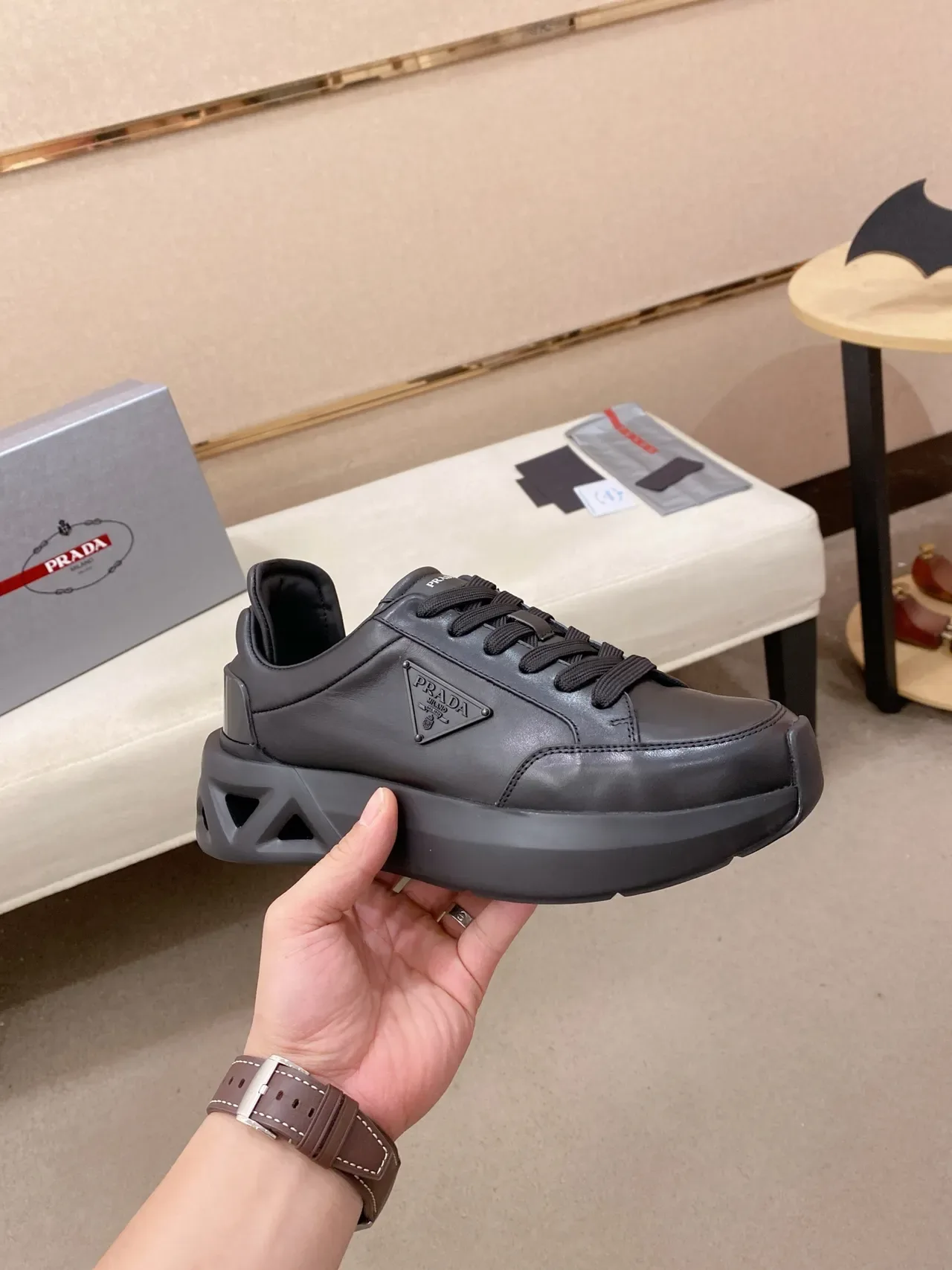 Prada Cloudbust Monochrome Black Lifestyle Sneakers 5