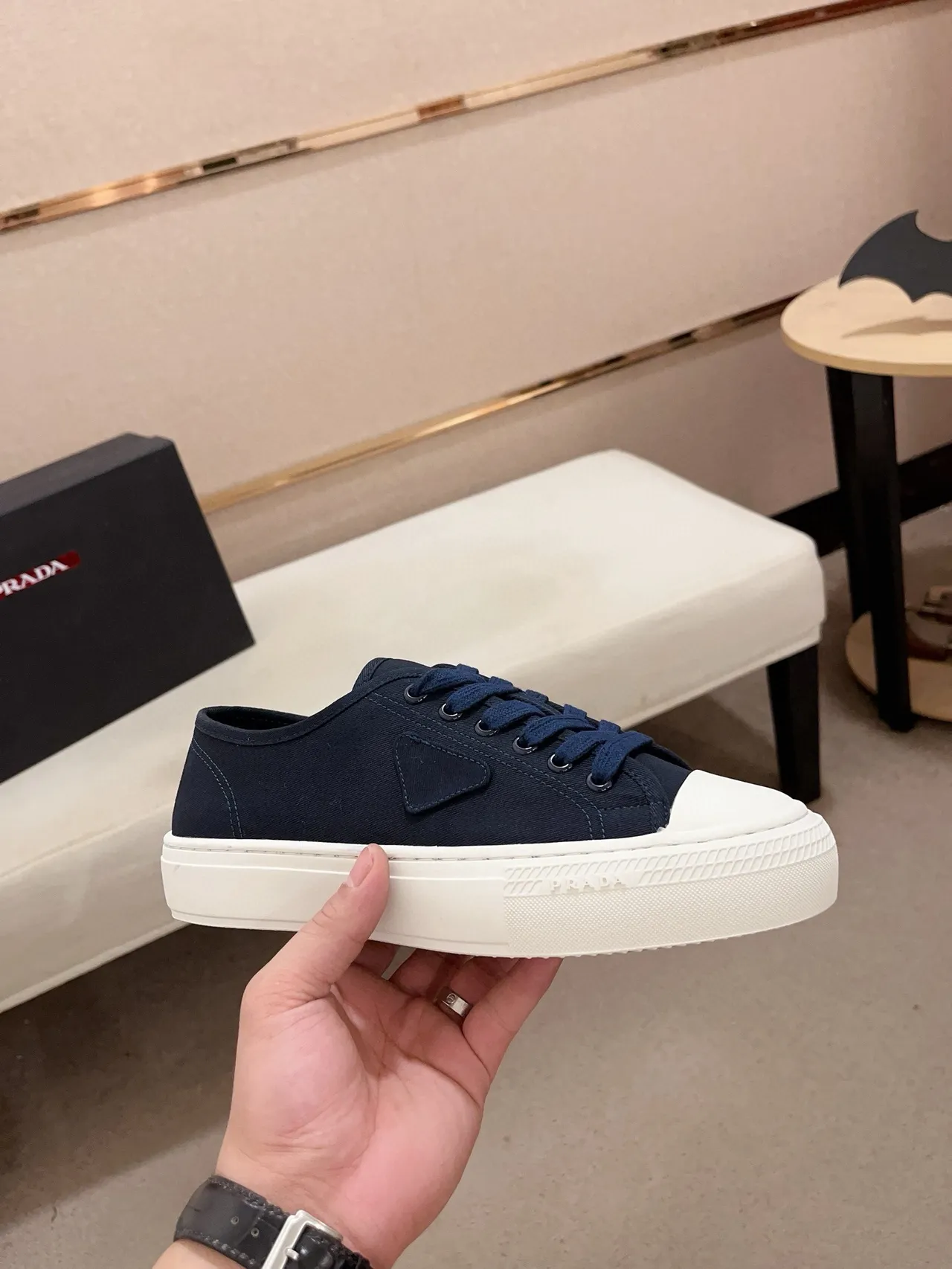 Prada Cloudbust Navy Blue Canvas Low-Top Lifestyle Sneakers 4