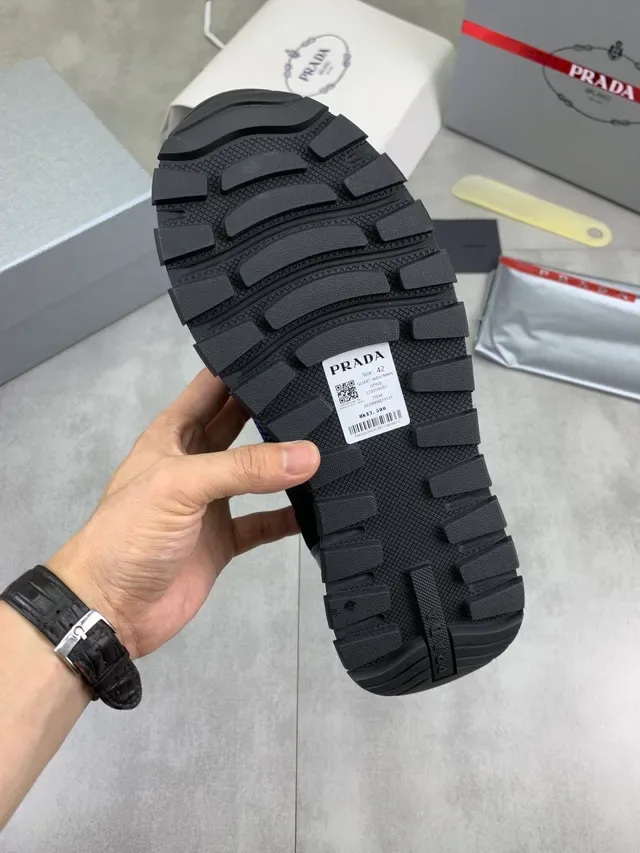 Prada Cloudbust Navy Mesh and Suede Chunky Sneakers 3