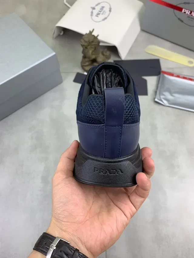 Prada Cloudbust Navy Mesh and Suede Chunky Sneakers 4