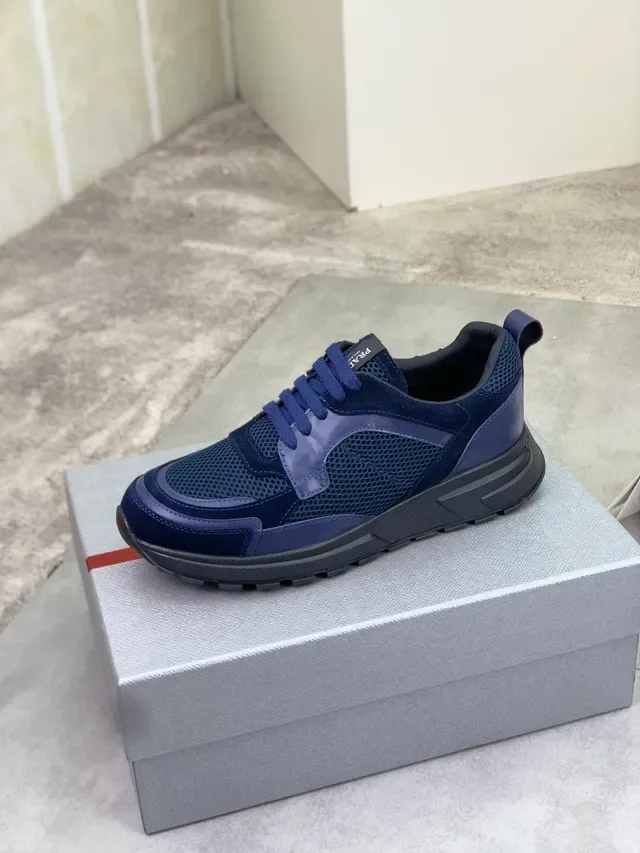 Prada Cloudbust Navy Mesh and Suede Chunky Sneakers 5