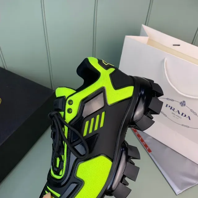 Prada Cloudbust Neon Green and Black Chunky Sneakers 2