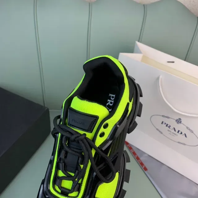 Prada Cloudbust Neon Green and Black Chunky Sneakers 3