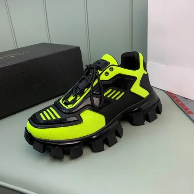 Prada Cloudbust Neon Green and Black Chunky Sneakers 8