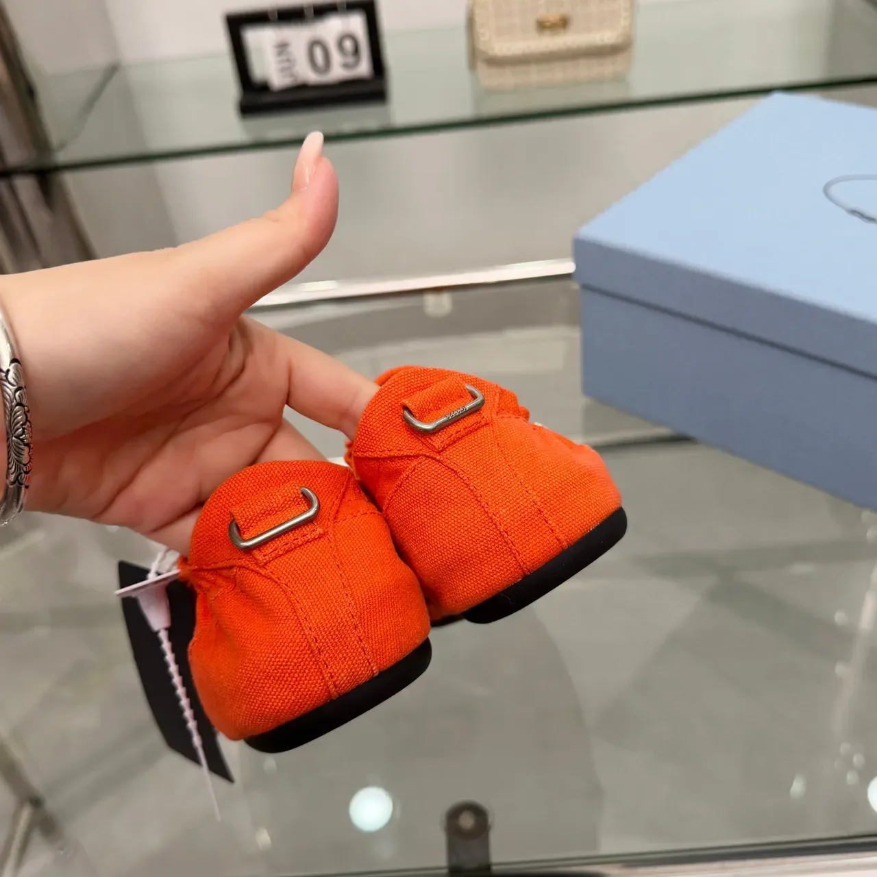 Prada Cloudbust Orange Black Upper Buckle Strap Detail Canvas Shoes 4