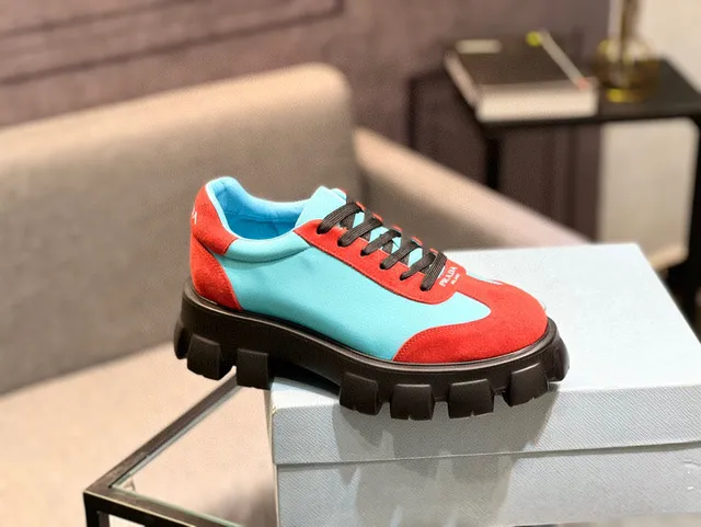 Prada Cloudbust Red and Cyan Chunky Sneakers 6