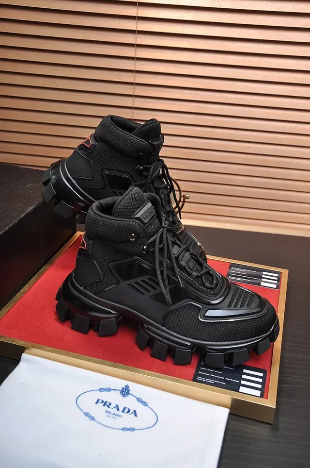 Prada Cloudbust Thunder Black High-Top Chunky Sneakers 4