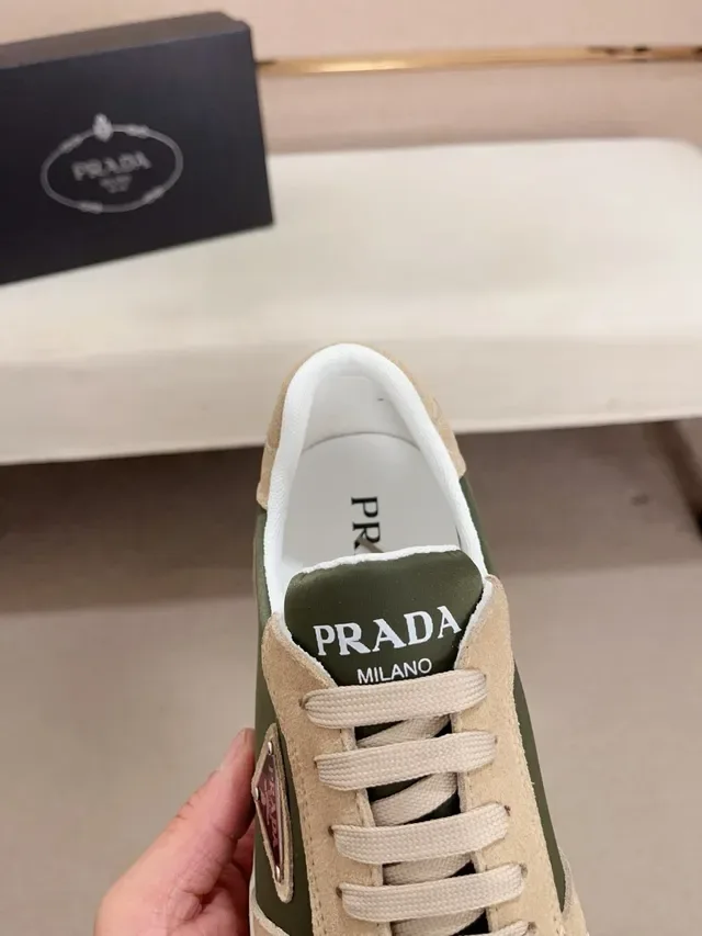 Prada Cloudbust Two-Tone Olive and Beige Lifestyle Sneakers 4