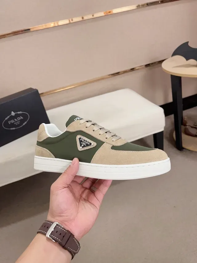 Prada Cloudbust Two-Tone Olive and Beige Lifestyle Sneakers 5
