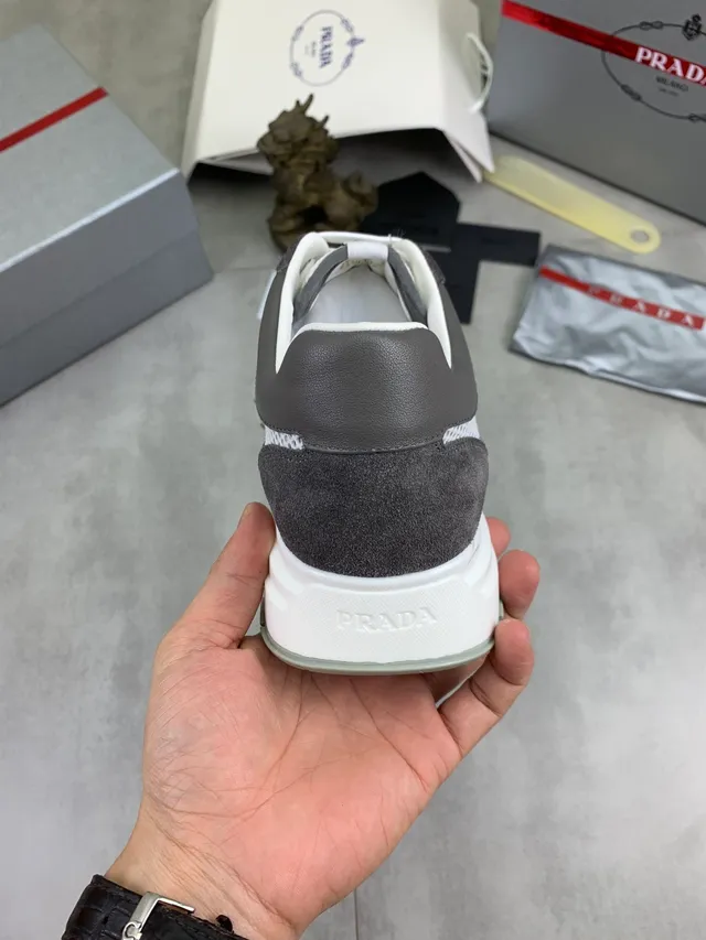Prada Cloudbust White and Charcoal Gray Lifestyle Sneakers 3
