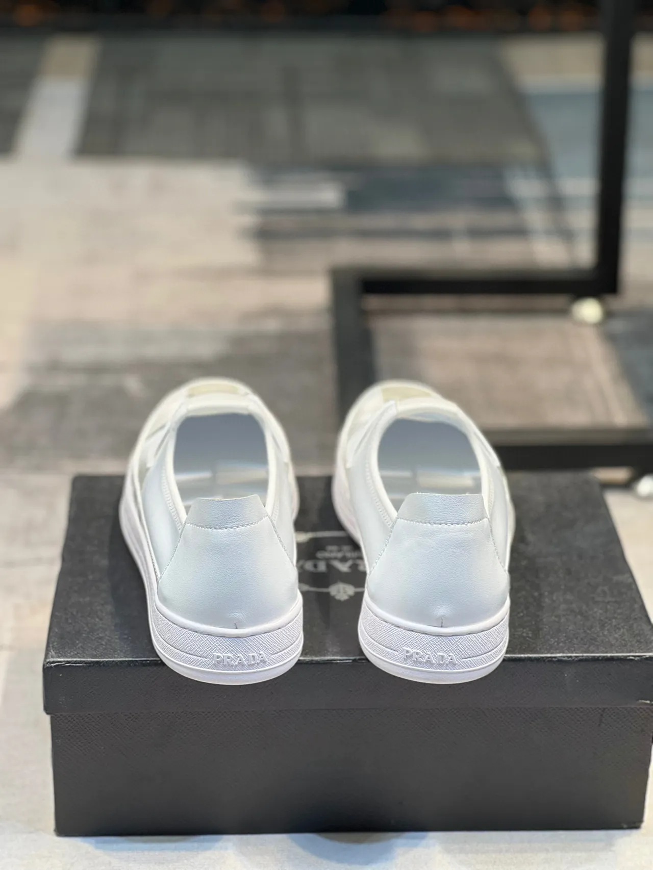 Prada Cloudbust White Gray Slip-On Elasticated Vamp Loafer 2