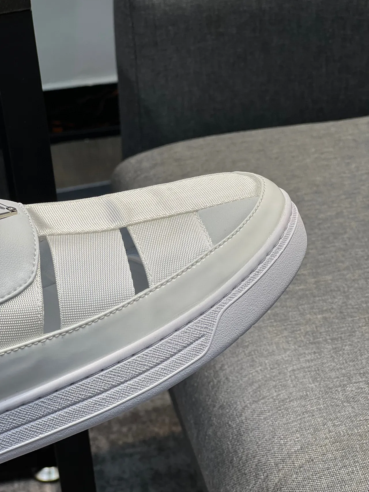 Prada Cloudbust White Gray Slip-On Elasticated Vamp Loafer 3