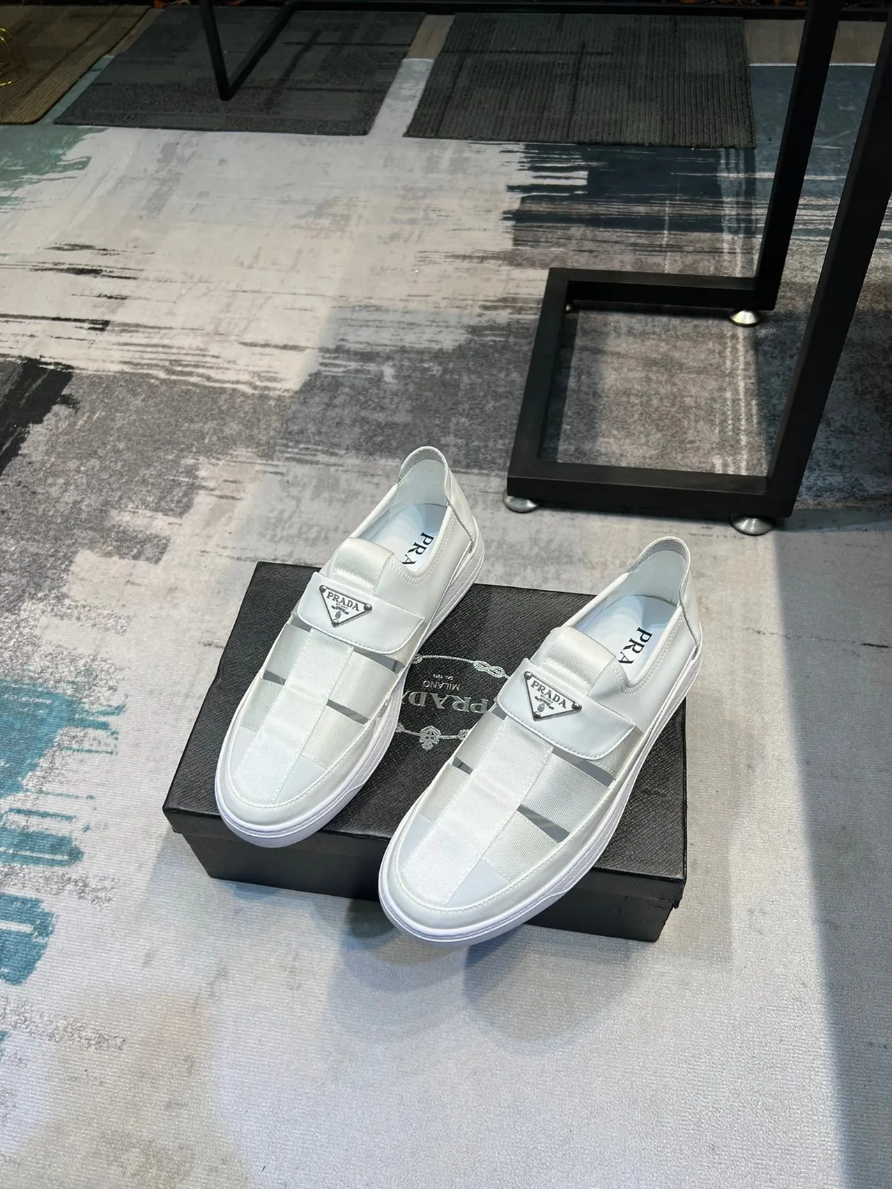 Prada Cloudbust White Gray Slip-On Elasticated Vamp Loafer 4