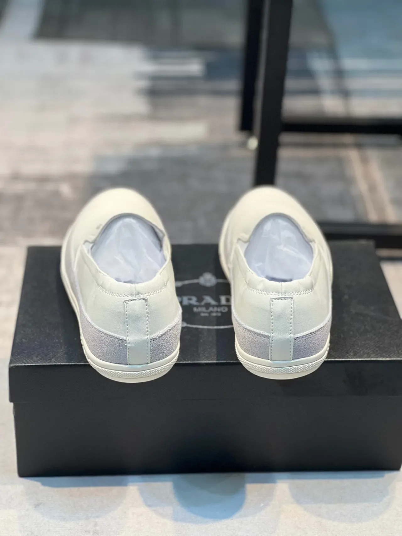 Prada Cloudbust White Gray Slip-On Minimalist Loafer 2