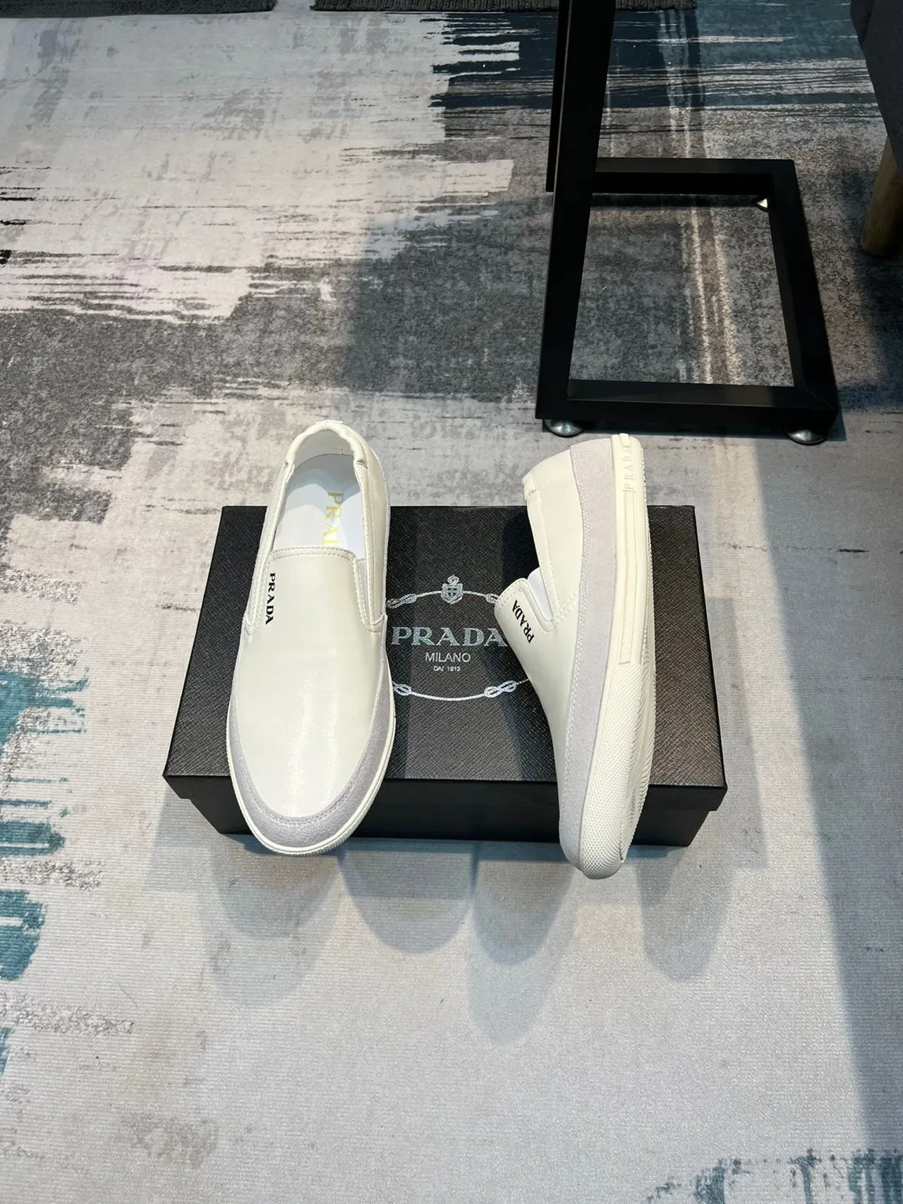 Prada Cloudbust White Gray Slip-On Minimalist Loafer 4