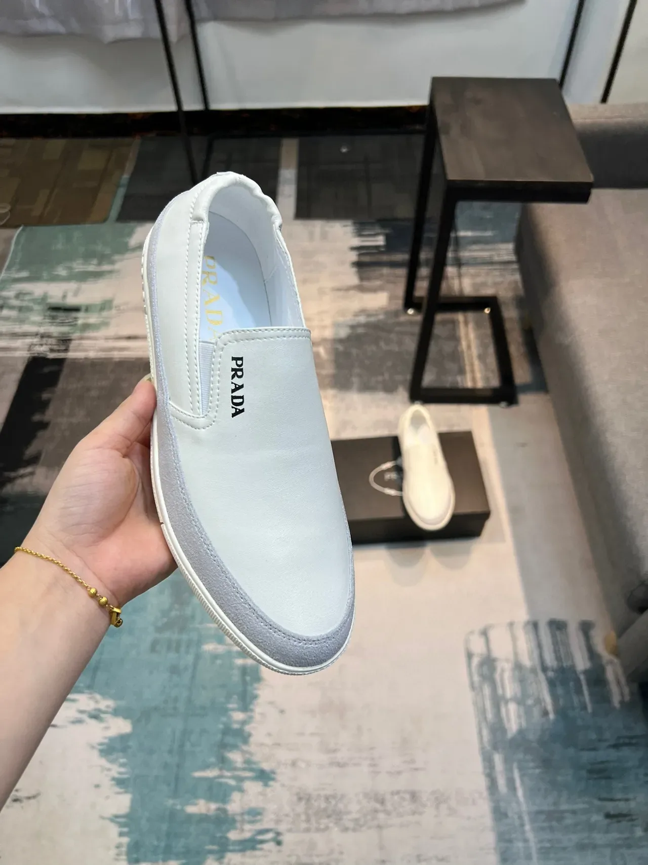 Prada Cloudbust White Gray Slip-On Minimalist Loafer 6