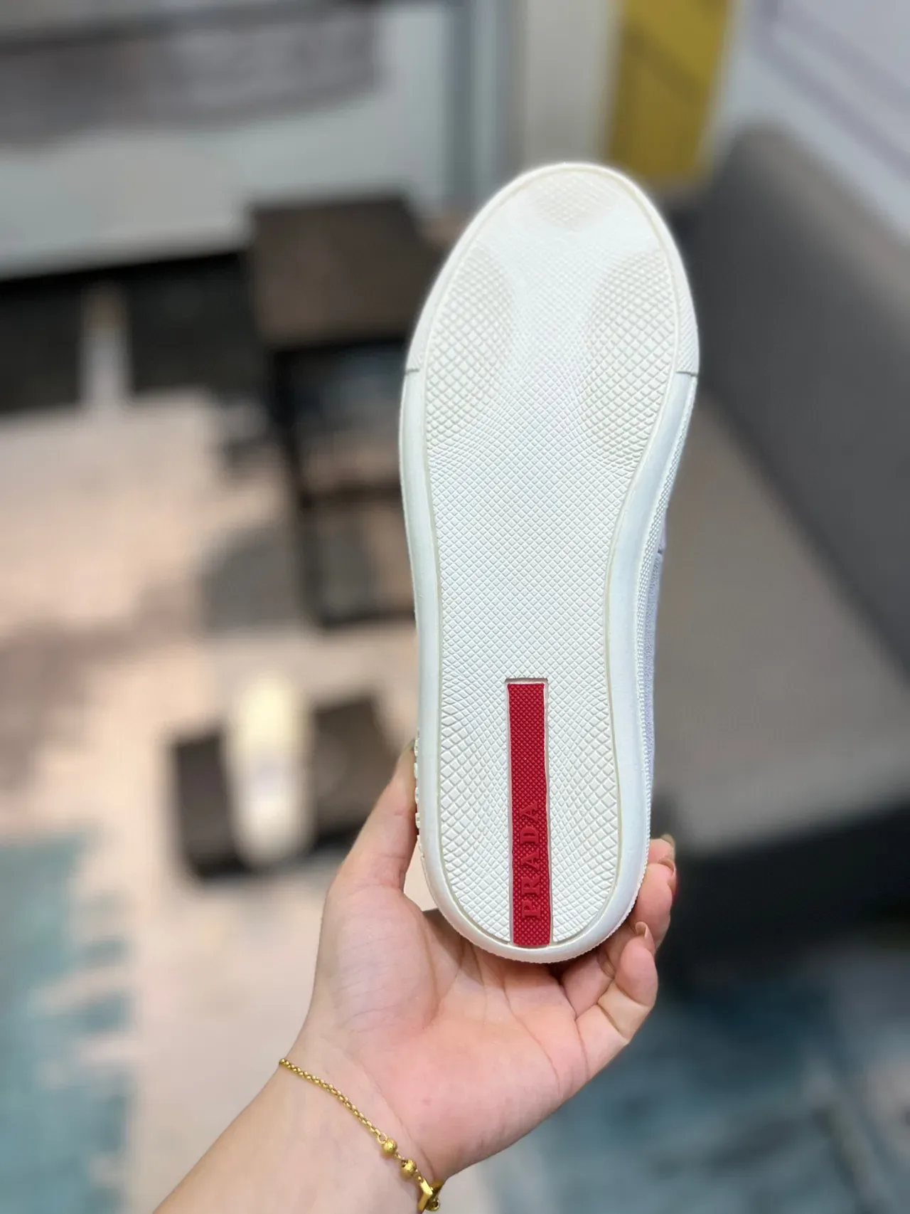 Prada Cloudbust White Gray Slip-On Minimalist Loafer 9