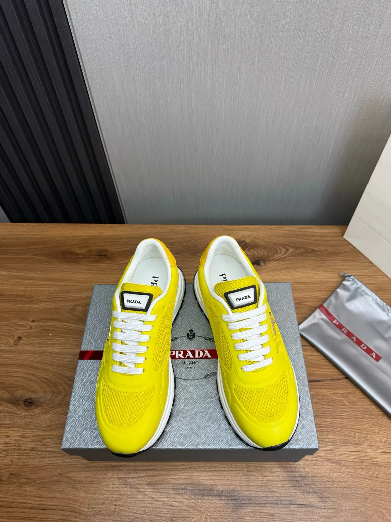 Prada Cloudbust Yellow Perforated Mesh Lifestyle Sneakers 2