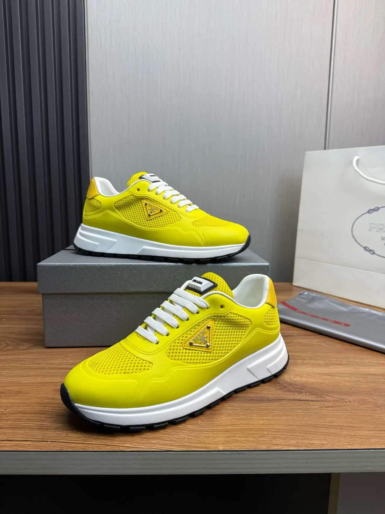 Prada Cloudbust Yellow Perforated Mesh Lifestyle Sneakers 4