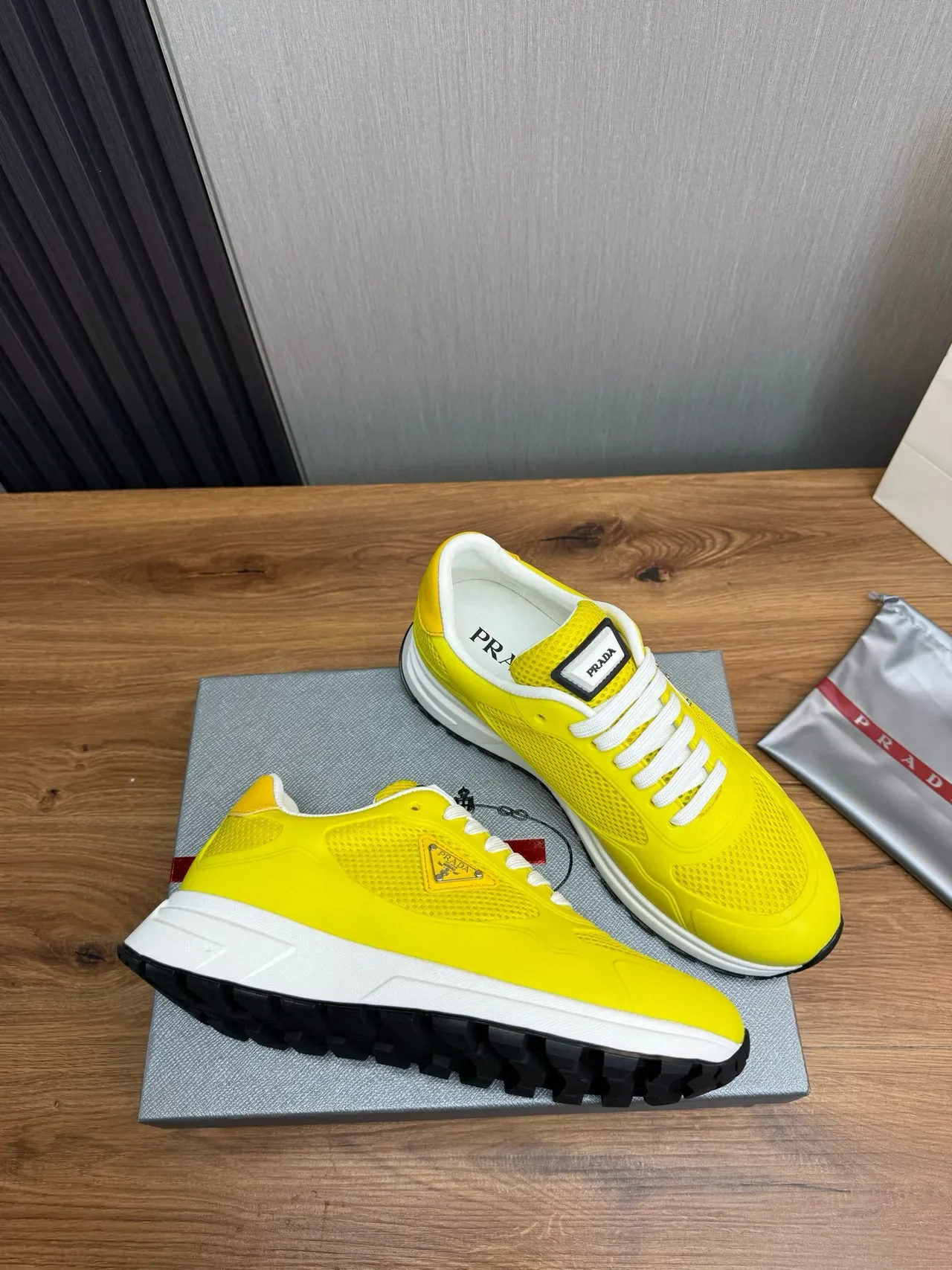 Prada Cloudbust Yellow Perforated Mesh Lifestyle Sneakers 6