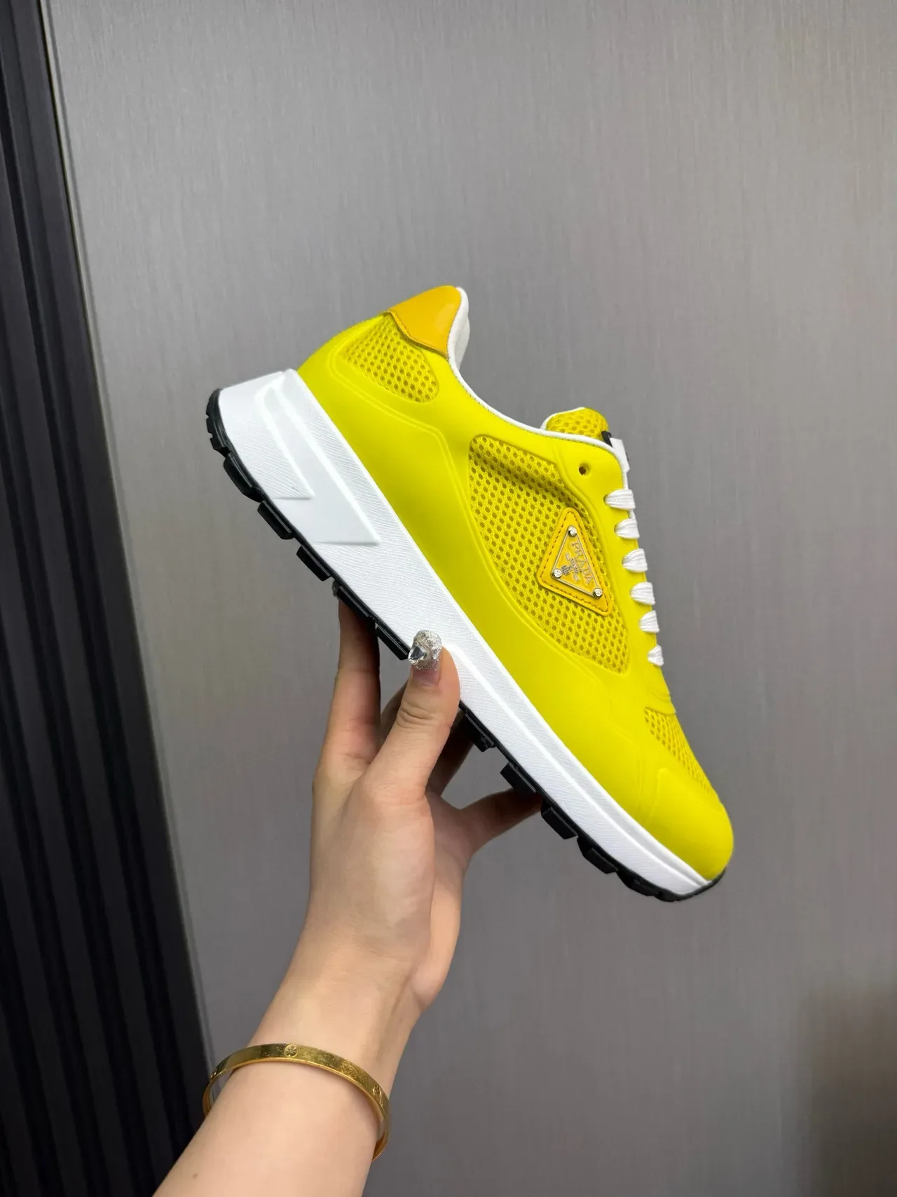 Prada Cloudbust Yellow Perforated Mesh Lifestyle Sneakers 7