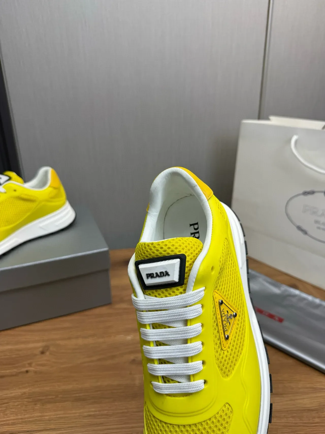 Prada Cloudbust Yellow Perforated Mesh Lifestyle Sneakers 9