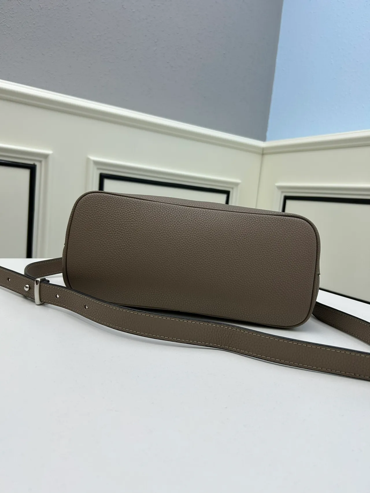 Prada Galleria Structured Pebbled Leather Taupe Tote Bag 4