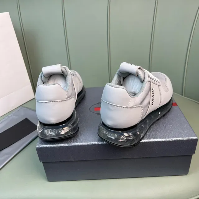 Prada Light Gray Mesh and Synthetic Lifestyle Sneakers 4