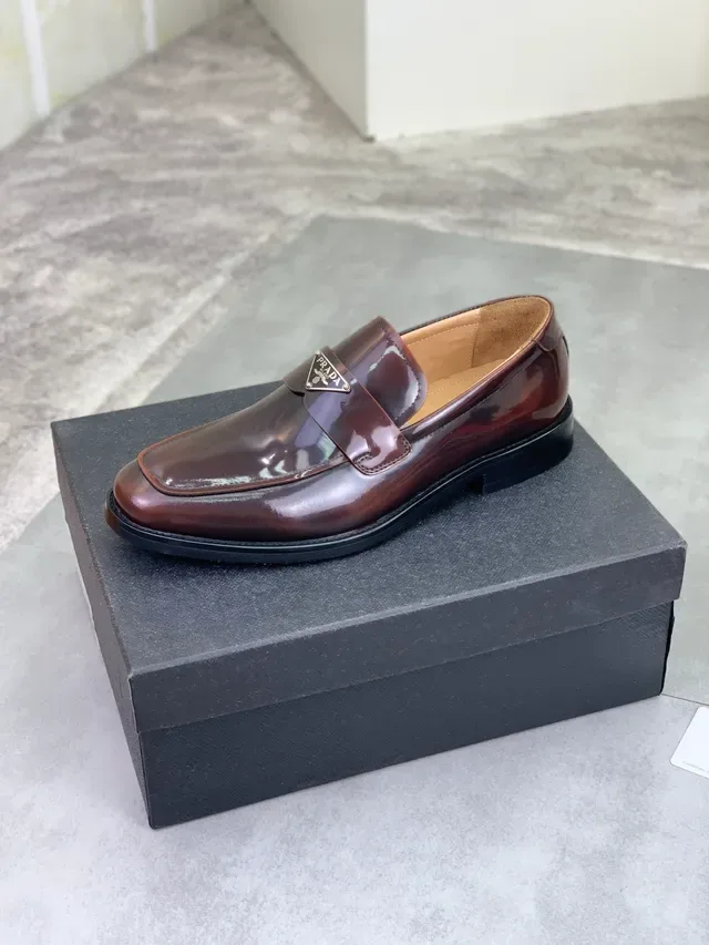Prada Loafer Brown Black Patent Leather Square Toe Loafer 5