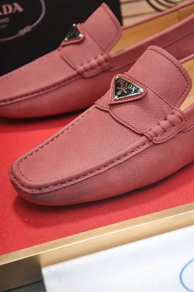 Prada Loafer Pink Beige Leather Moccasin-Stitched Loafer 2