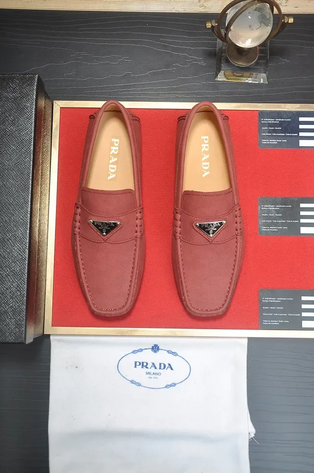 Prada Loafer Pink Beige Leather Moccasin-Stitched Loafer 5