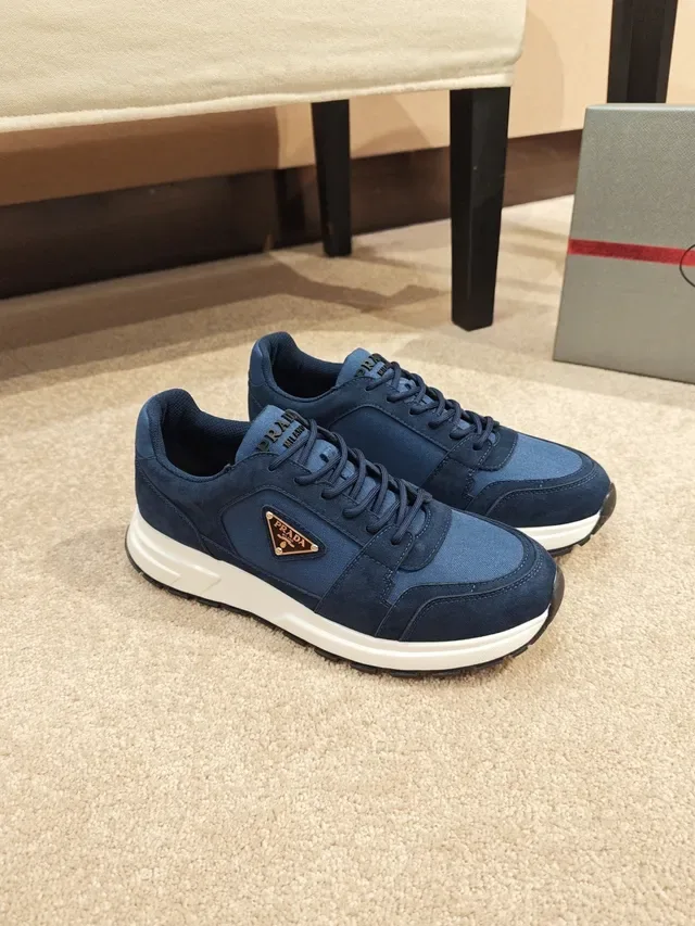 Prada Navy Blue Suede and Canvas Lifestyle Sneaker 4