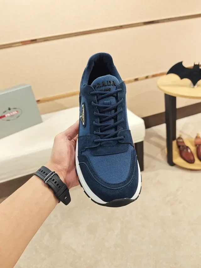 Prada Navy Blue Suede and Canvas Lifestyle Sneaker 5
