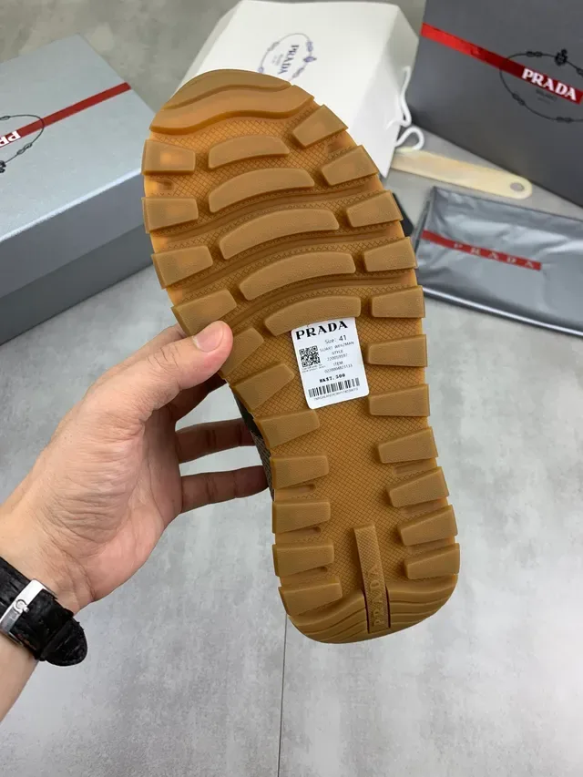 Prada Olive Green Mesh and Suede Lifestyle Sneaker 2