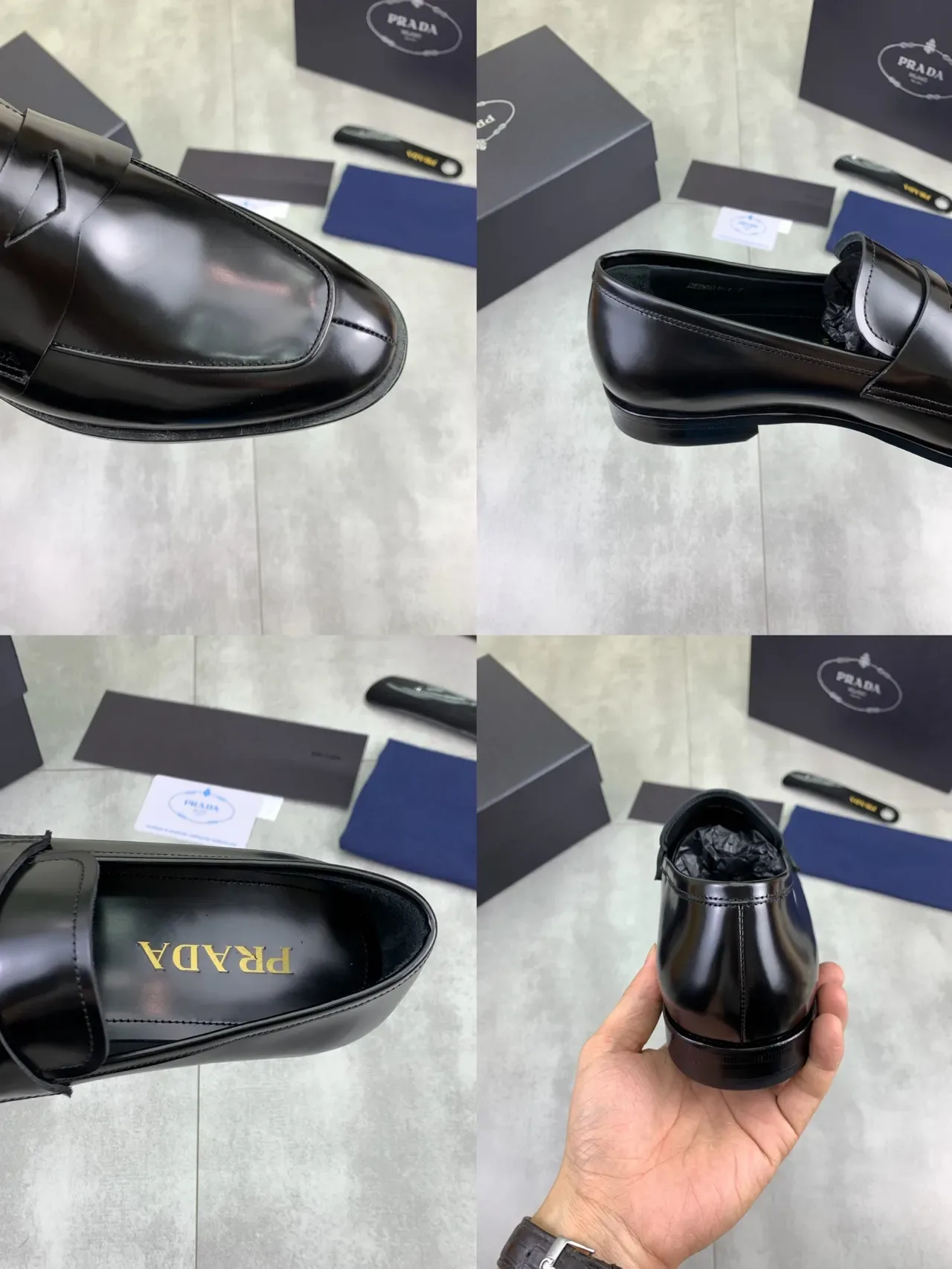 Prada Penny Loafer Black Polished Leather Loafers 2