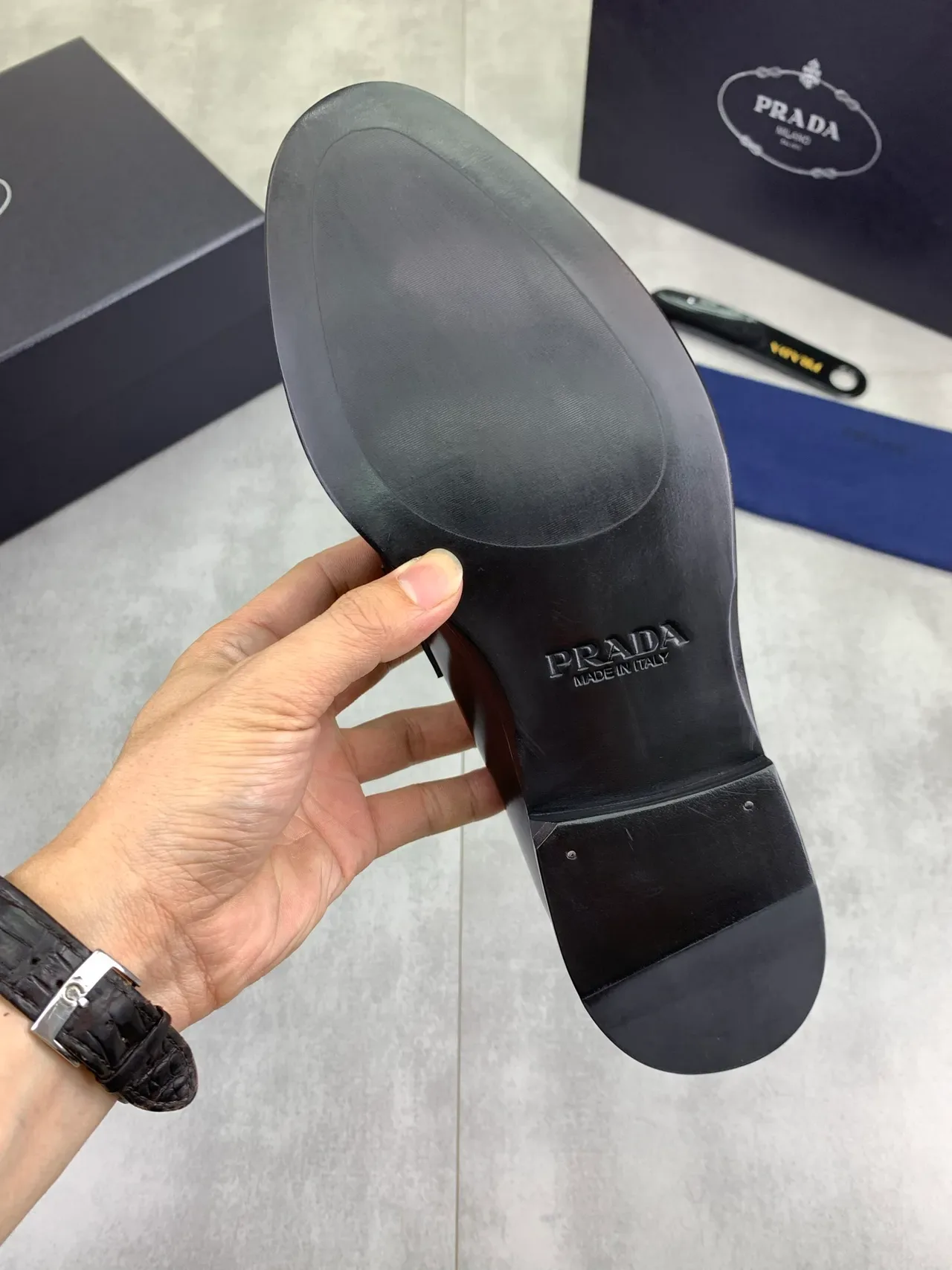 Prada Penny Loafer Black Polished Leather Loafers 3