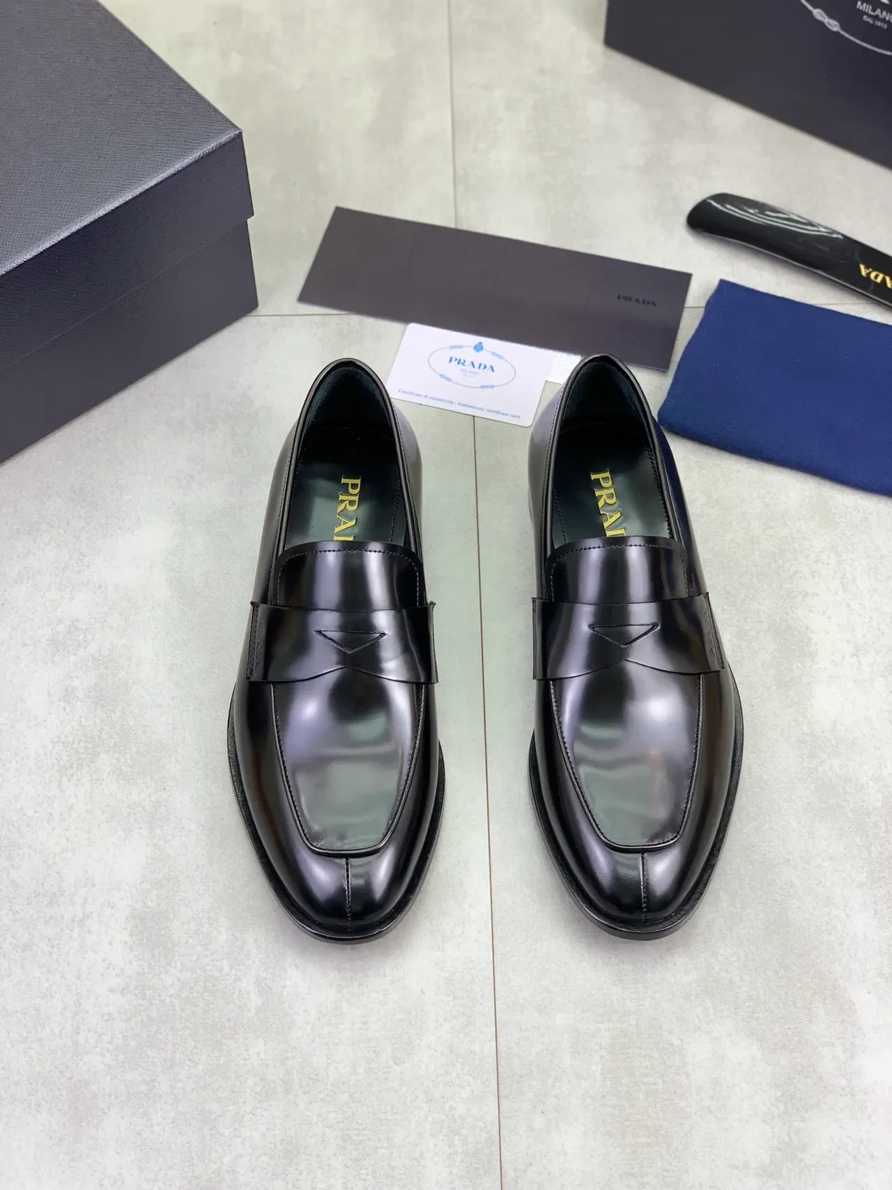 Prada Penny Loafer Black Polished Leather Loafers 5