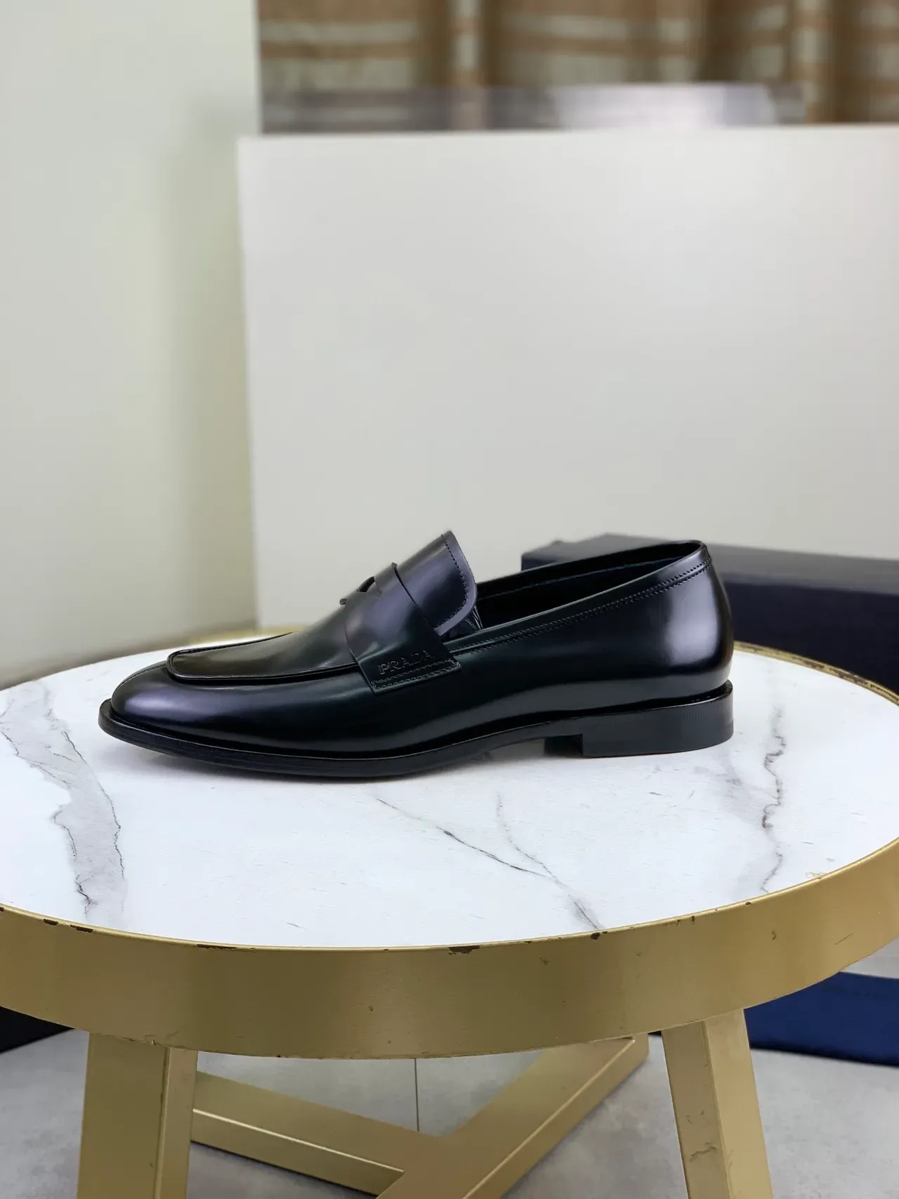 Prada Penny Loafer Black Polished Leather Loafers 6