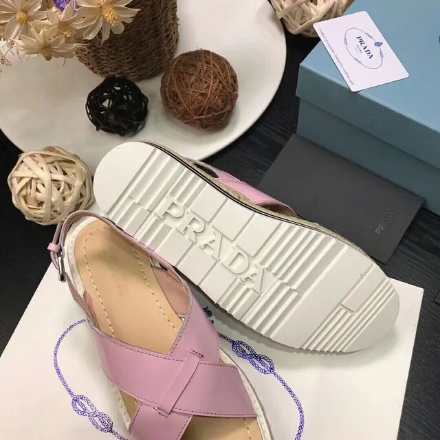 Prada गुलाबी क्रिसक्रॉस स्ट्रैप एस्पाड्रिल केजुअल सैंडल 2
