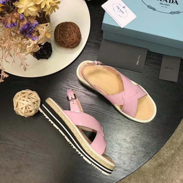 Prada गुलाबी क्रिसक्रॉस स्ट्रैप एस्पाड्रिल केजुअल सैंडल 4