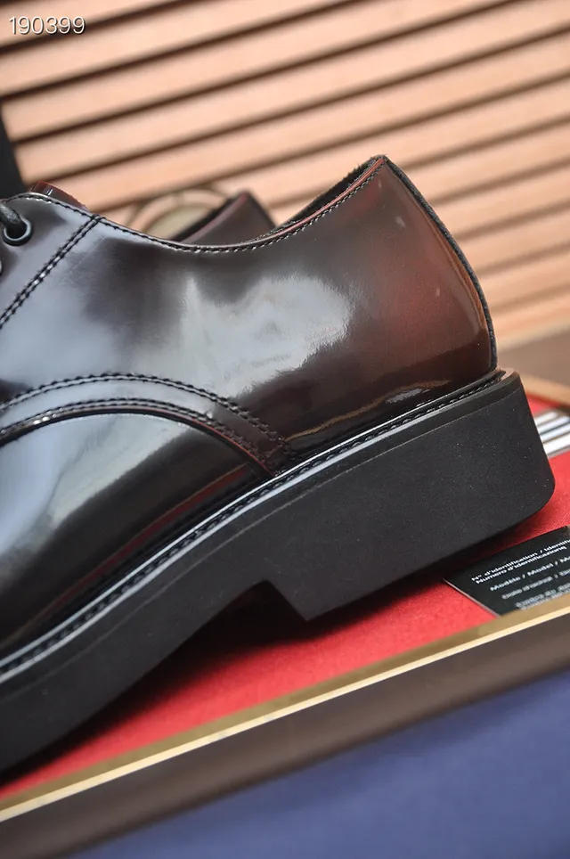 Prada Polished Brown Cap-Toe Oxford Shoes 4
