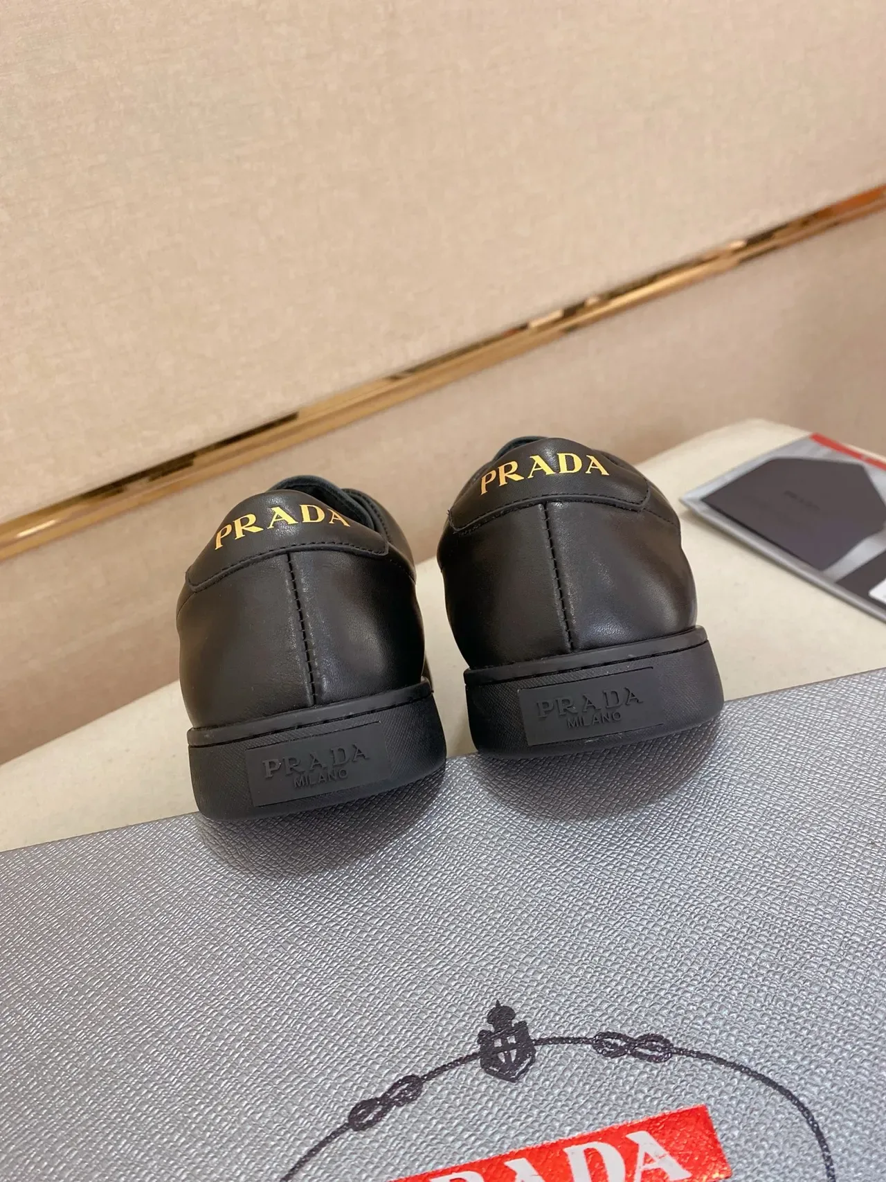 Prada Re-Edition 2005 Black Leather Lifestyle Sneakers 4