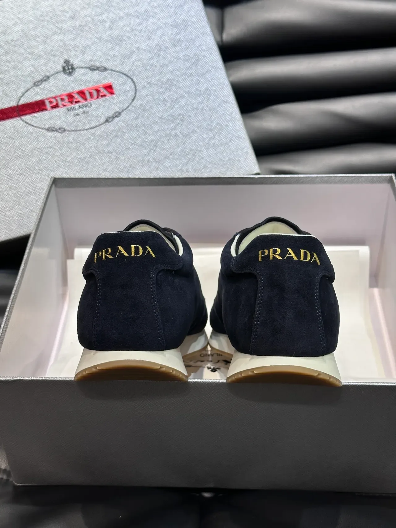 Prada Re-Edition Navy Suede Retro Runner Lifestyle Sneakers 3