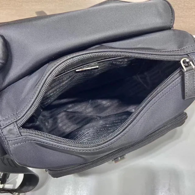 Prada Re-Nylon Black Matte Triangular Logo Plaque Messenger Bag 2